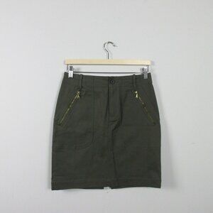 Club Monaco Laila Skirt Women Size 4 Military Olive Cargo Pockets Casual 252